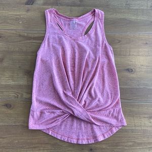 Calia by Carrie Underwood Heather Rose Pink Cute Twist Front Racerback Tank Top